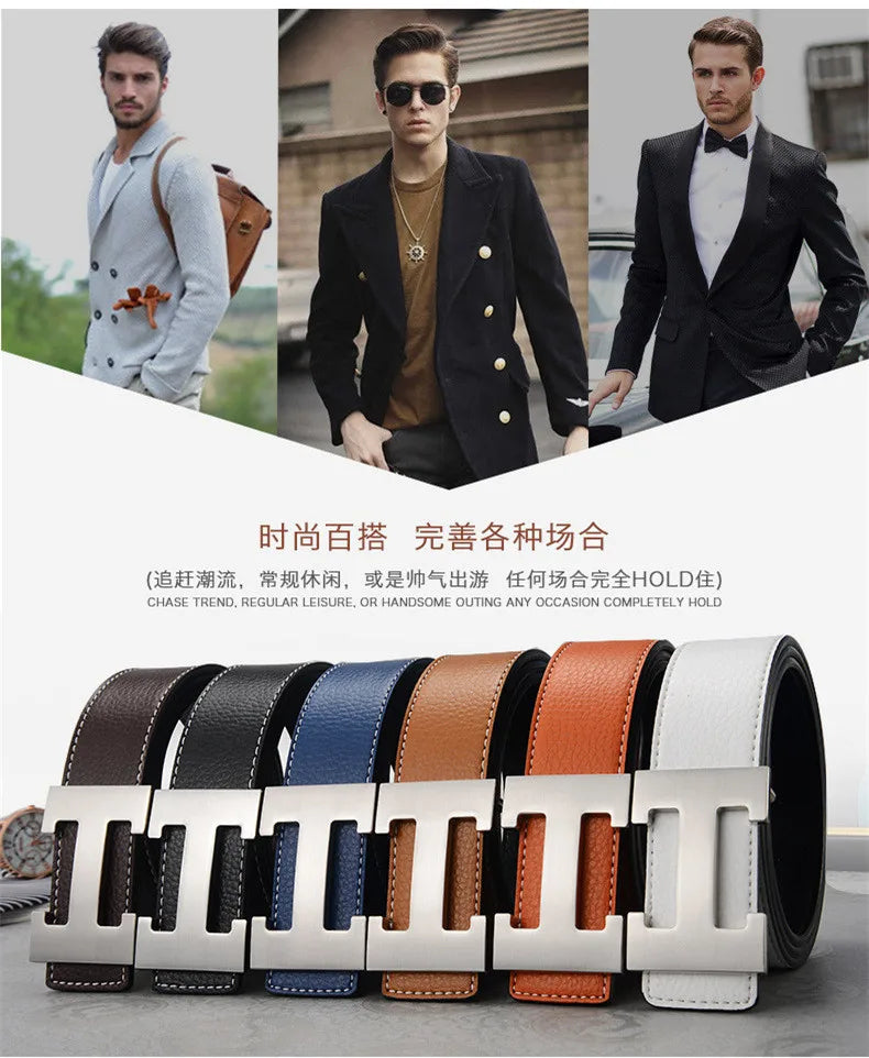 Width 3.8cm Famous Brand Belt Men Top Quality Genuine Luxury Leather Belts for Men Strap Metal Belt Fashion Women's Belt jeans Quick Pick Grocers
