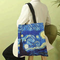 Canvas Bag Van Gogh Series Canvas Bag Oil Painting Starry Night Sunflower Apricot Flower Coffee Holder Handbag 30X35cm Econic Blanks