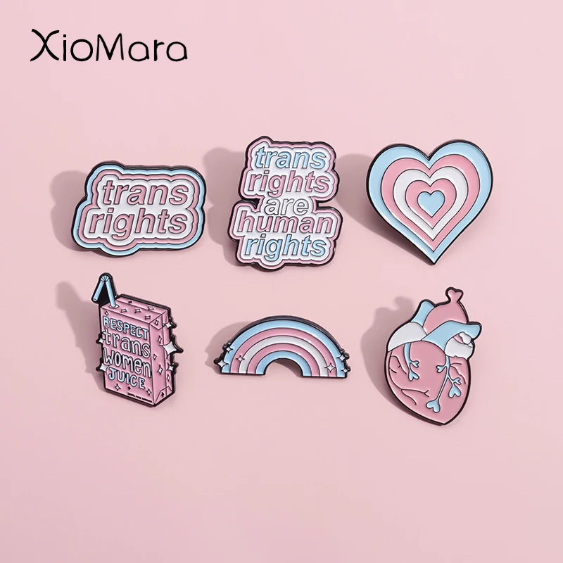 Trans Rights Are Human Right Enamel Pins Custom Trans Women Brooches Lapel Badges Lesbian Gay Jewelry Gift For Loves Friends Quick Pick Grocers