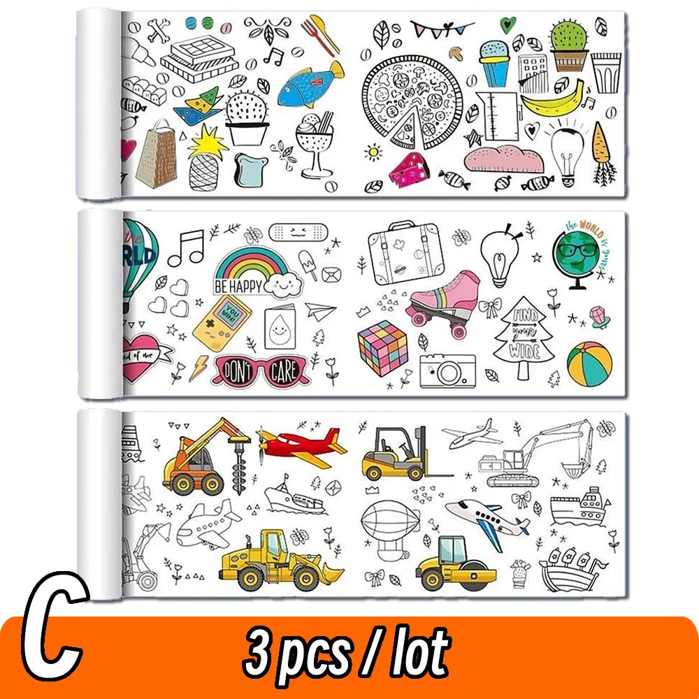 90cm Animal Canvas Children's Drawing Roll DIY Coloring Paper Roll Color Filling Graffiti Paper-cut Painting Educational School Quick Pick Grocers