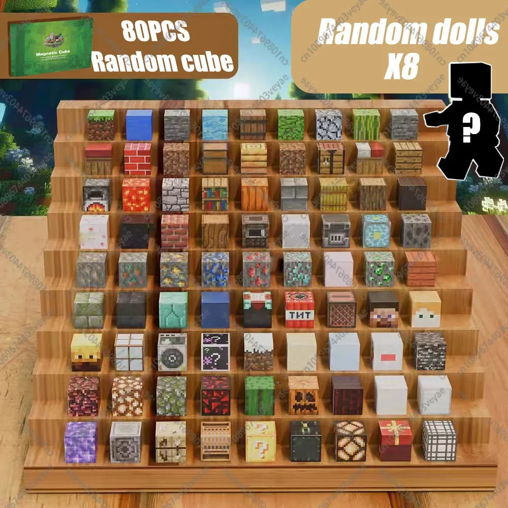 Magnetic Building Blocks Mine World Magnet Cube Set for Boy Girl Kid Age 3+ DIY Model Children Stem STEM Sensory Toy Gift Econic Blanks