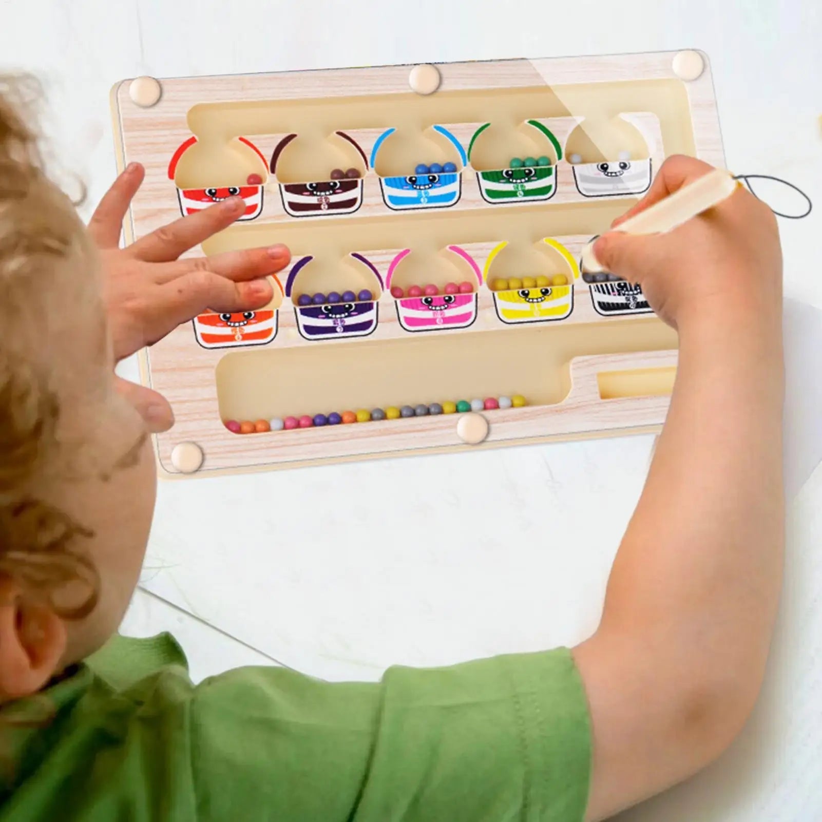 Montessori Magnetic Color Sorting Maze Number Maze Toys Wooden Puzzle Activity Board Fine Motor Toys for Toddlers Boys Girls Quick Pick Grocers