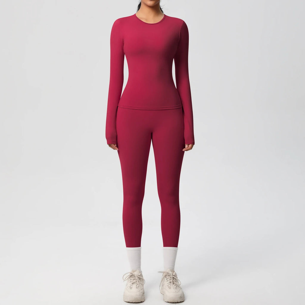 2 PCS Sportswear Yoga Set Gym Clothes Yoga Suits For Women Fitness Set Tracksuits Sports Long Sleeve Crop Top Gym Leggings Quick Pick Grocers