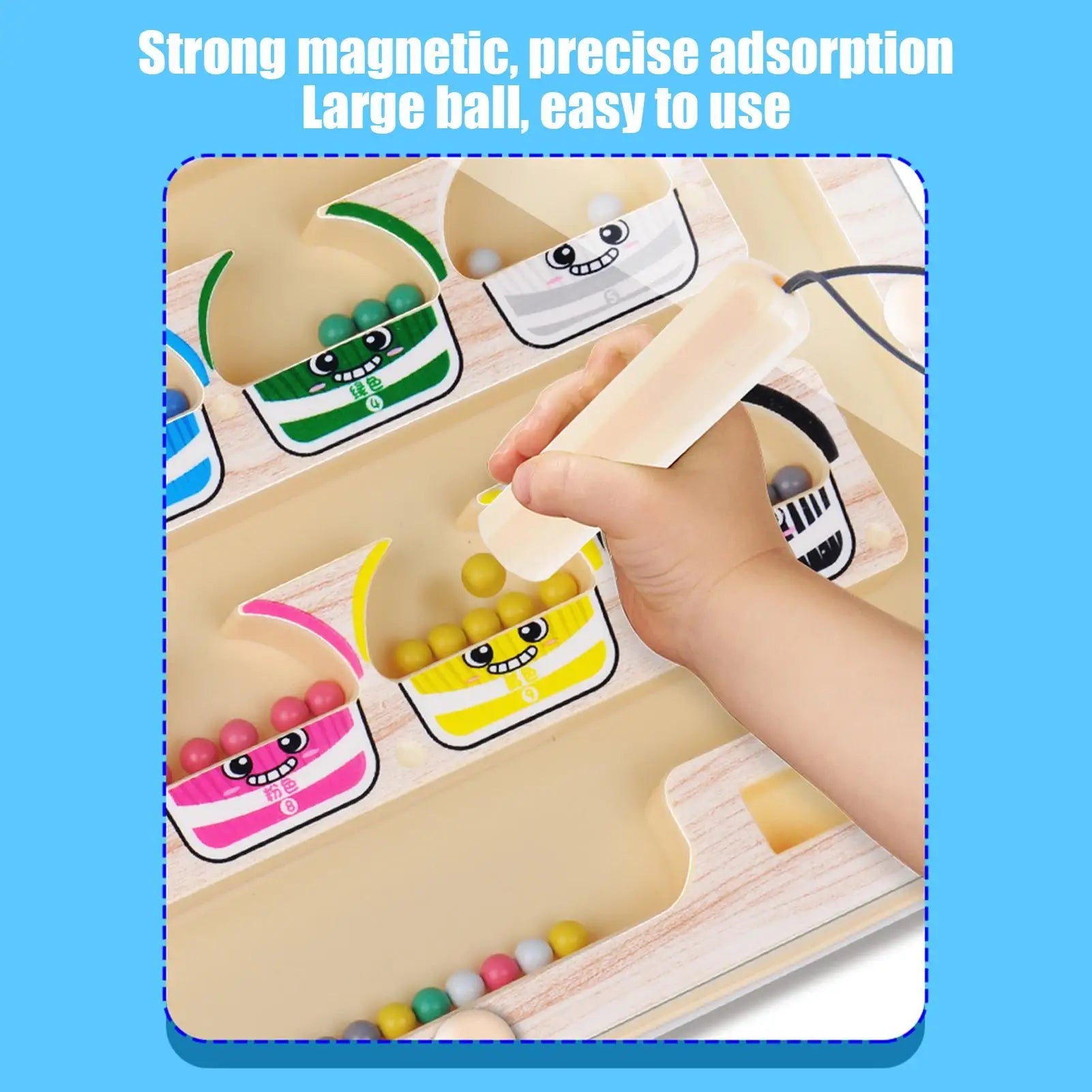 Montessori Magnetic Color Sorting Maze Number Maze Toys Wooden Puzzle Activity Board Fine Motor Toys for Toddlers Boys Girls Quick Pick Grocers