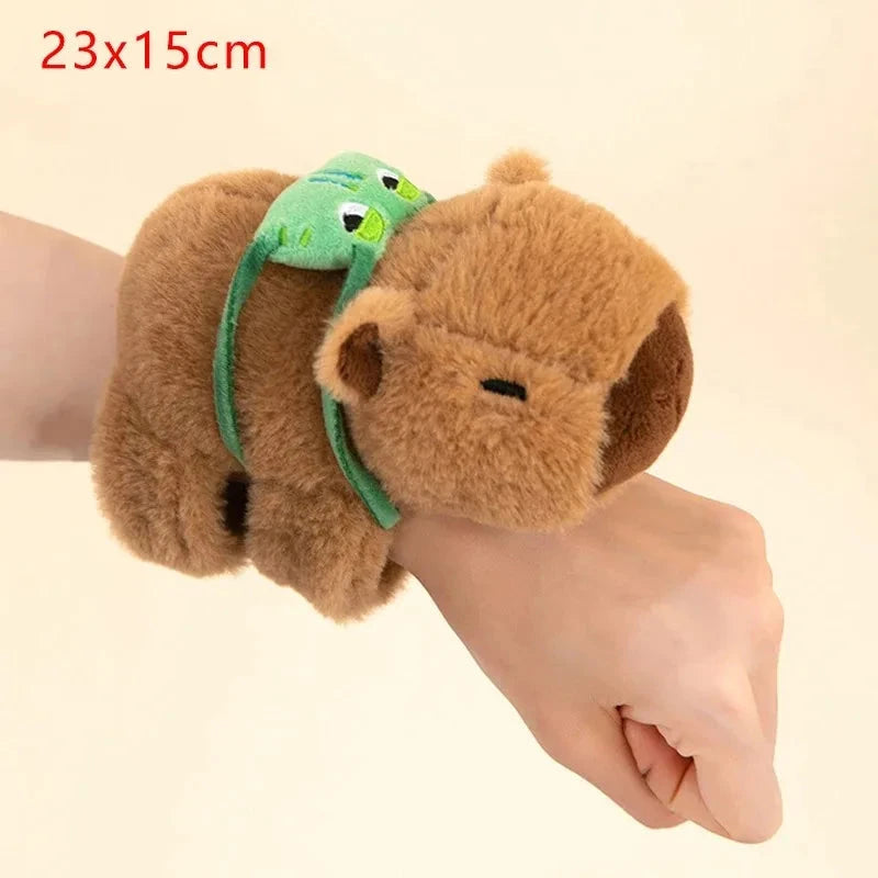 Lovely Capybara Animal Slap Snap Wrap Wristband Bracelet Plush Stuffed Animal Kawaii Capybara Hand Ring Wristband Kid Funny Toys Econic Blanks