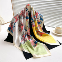 90*90Cm Square Scarf Twill Silk Feeling Women Head Shawls and Wraps Luxury Hair Tree Print Neck Scarves Hijab Bandana Pashmina Quick Pick Grocers