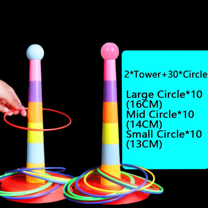 Children Throw Circle Game Ferrule Stacked Toys Fun Indoor Outdoor Parent-Child Interactive Circle Layers Early Education Gift Quick Pick Grocers