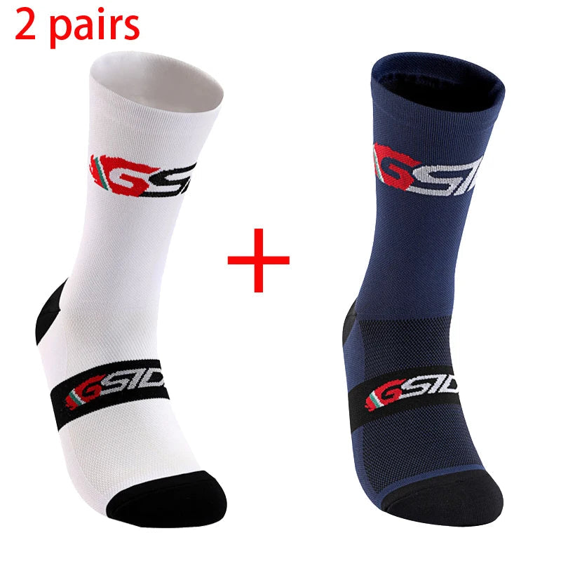 2pairs 2023 New Cycling Socks Bike Nurse Compression Road Bike Running Mtb Knee-high White Sports Funny Brand Black Quick Pick Grocers