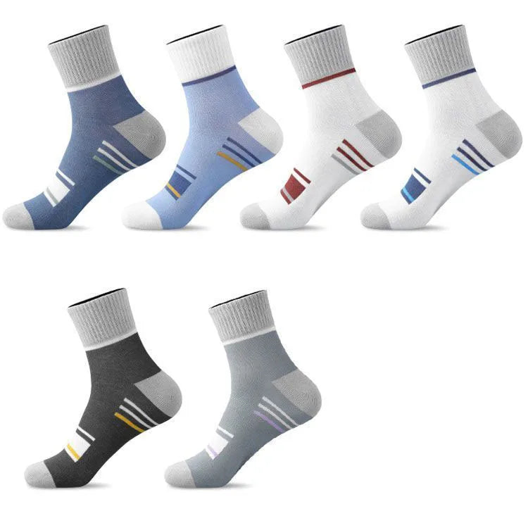 Men's Pure Cotton Socks Spring Striped Casual Socks Men's Anti-odor Antibacterial Business Socks High Quality Sports Sock Meias Quick Pick Grocers