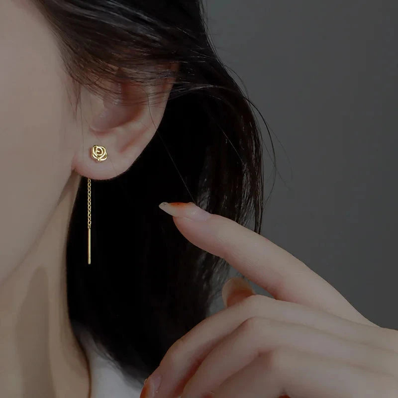 Long Tassel Heart Drop Earrings Gold Silver Color 2022 Korean Hanging Women Earrings Fashion Party Jewelry Girls Party Gift Econic Blanks