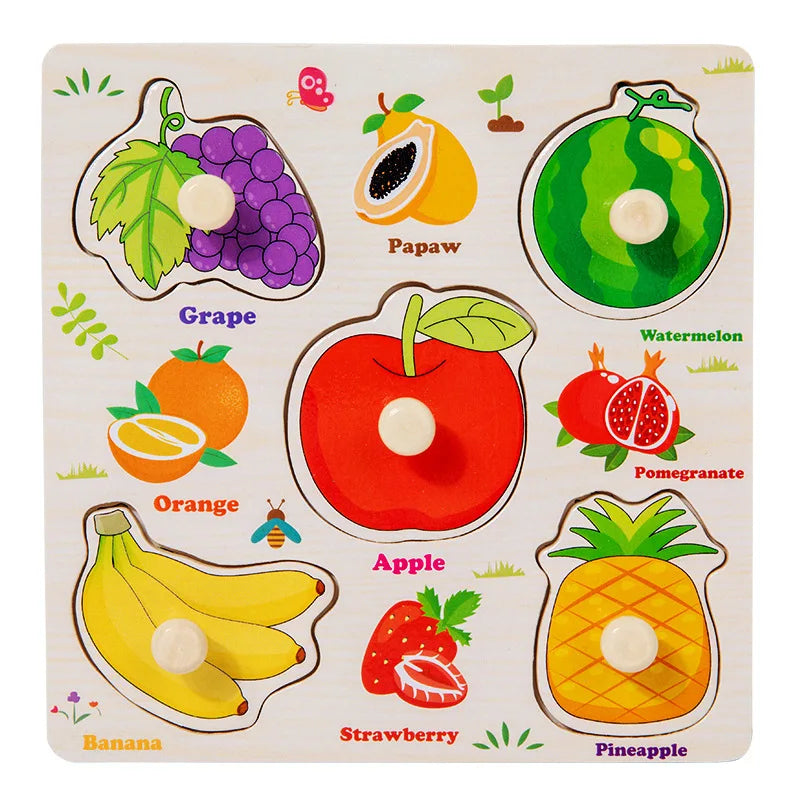 Baby Wooden Puzzles Montessori Toys 1 2 3 Years Toddler Toys Hand Grab Board Alphabet Number Cognition Learning Educational Toys Quick Pick Grocers