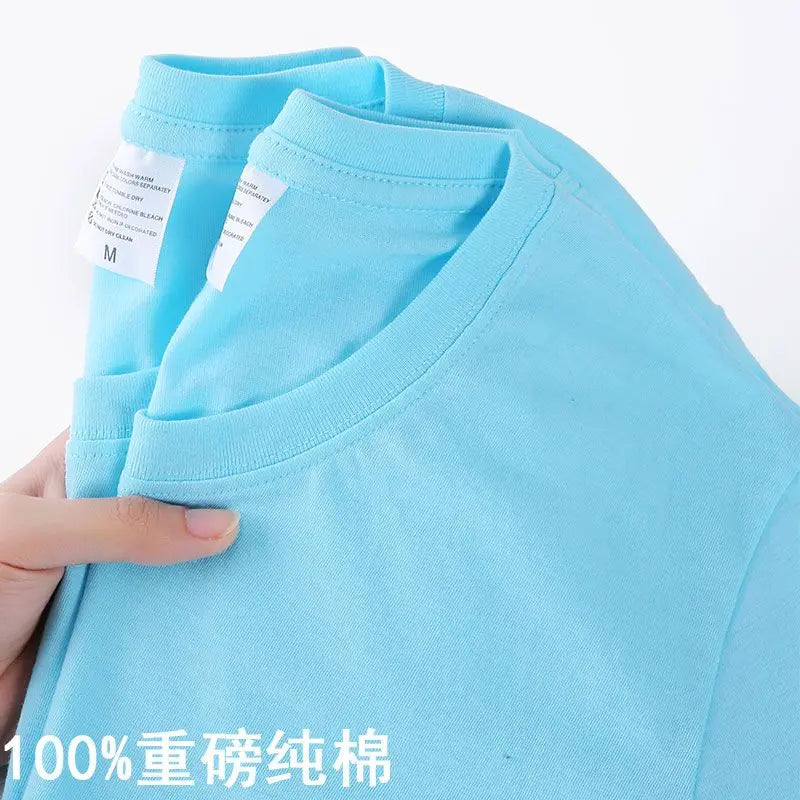 100% Cotton T-shirt Men Women Solid Color O Neck Short-sleeved Tops Summer Korean Loose Half-sleeve T Shirt Unisex M-4XL Quick Pick Grocers