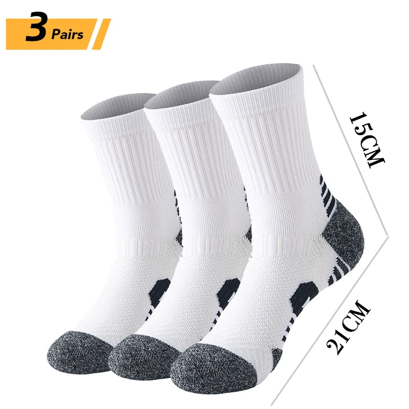 6/5/3 Pairs Men's Athletic Socks Sports Breathable Outdoor Running Compression Socks Cotton Training Long Black Stretch Socks Quick Pick Grocers