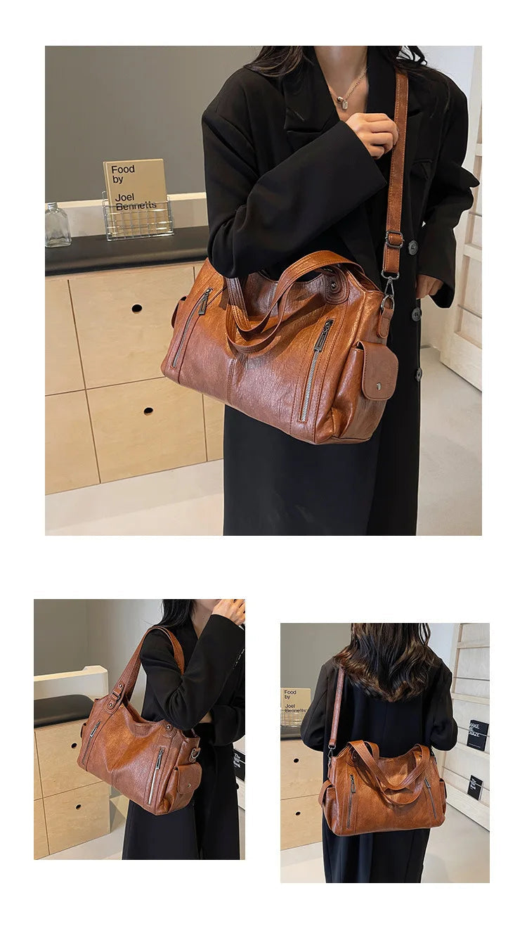Soft Interior Compartment Shoulder Bags 2026 High Quality Contrasting Colors Bags for Women Fashion Zipper Pu Women's Handbags Quick Pick Grocers