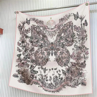90Cm French Jungle Large Square Scarf Decorative Fashion Trend Flowers High Quality Twill Silk Travel Shawl Sunscreen Quick Pick Grocers