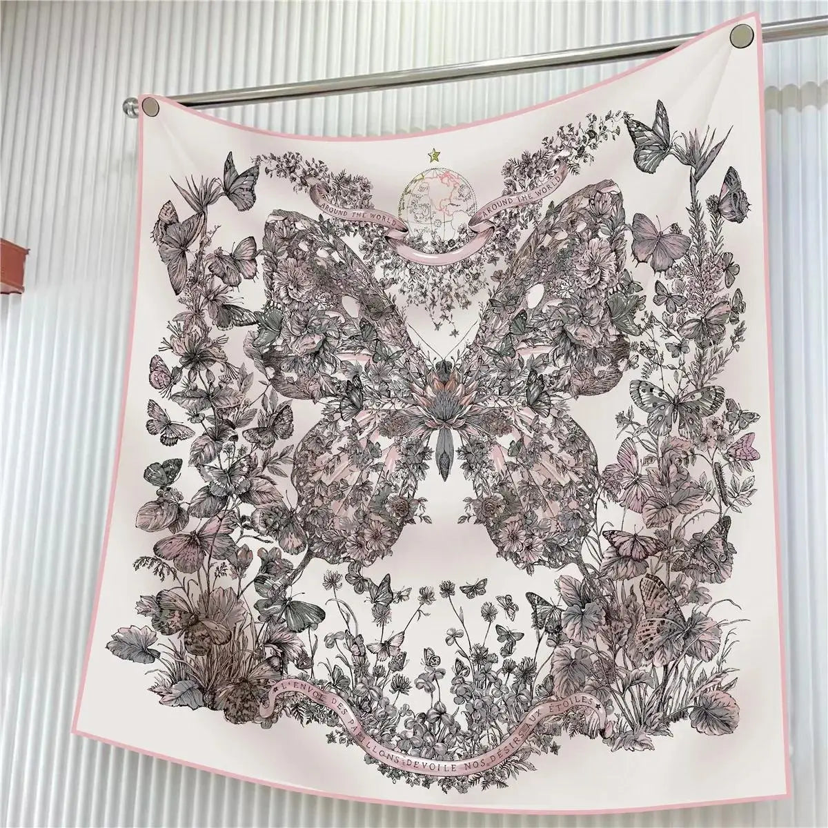 90Cm French Jungle Large Square Scarf Decorative Fashion Trend Flowers High Quality Twill Silk Travel Shawl Sunscreen Quick Pick Grocers