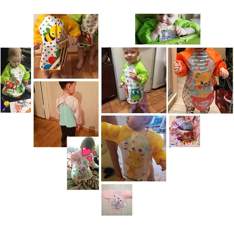 Waterproof EVA Full Sleeve Baby Bibs Children Apron Long Sleeve Feeding Smock Kids Eating Breastplate Infant Scarf Clothing Quick Pick Grocers