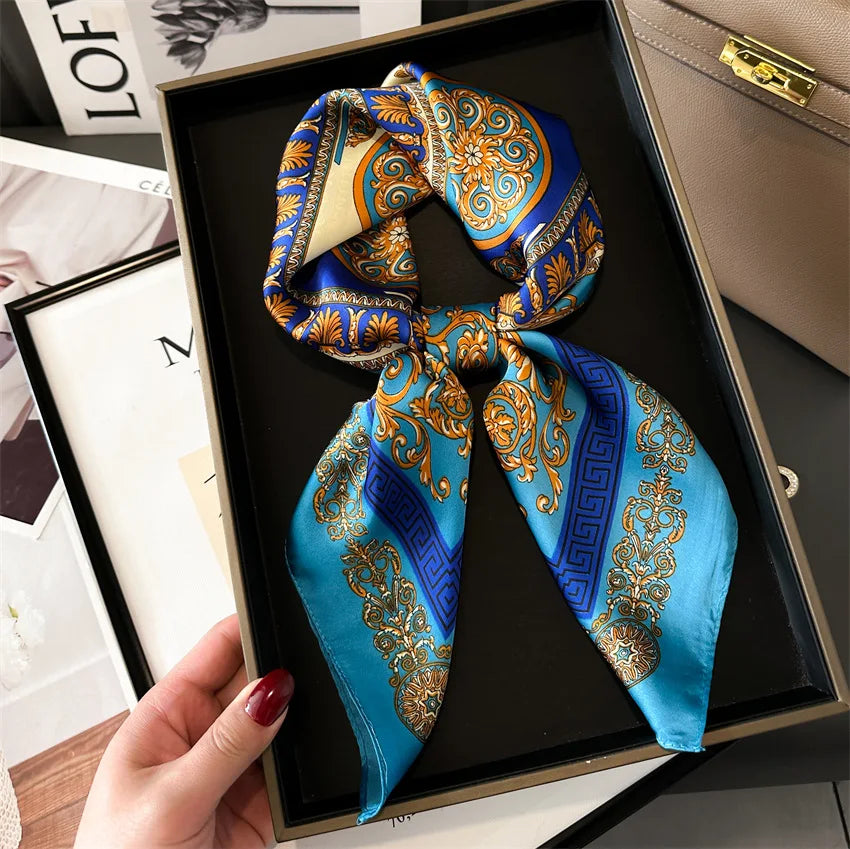 New Four Seasons Fashion Print Silk Square Scarf 70x70cm Fashionable Four Seasons Headband Luxury Sunscreen Shawl Bandannas Quick Pick Grocers