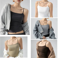 Women's Summer Basic Sleeveless Tank Top Spaghetti Strap Slim Fit Stretch Knitted Solid Color Camisole Quick Pick Grocers