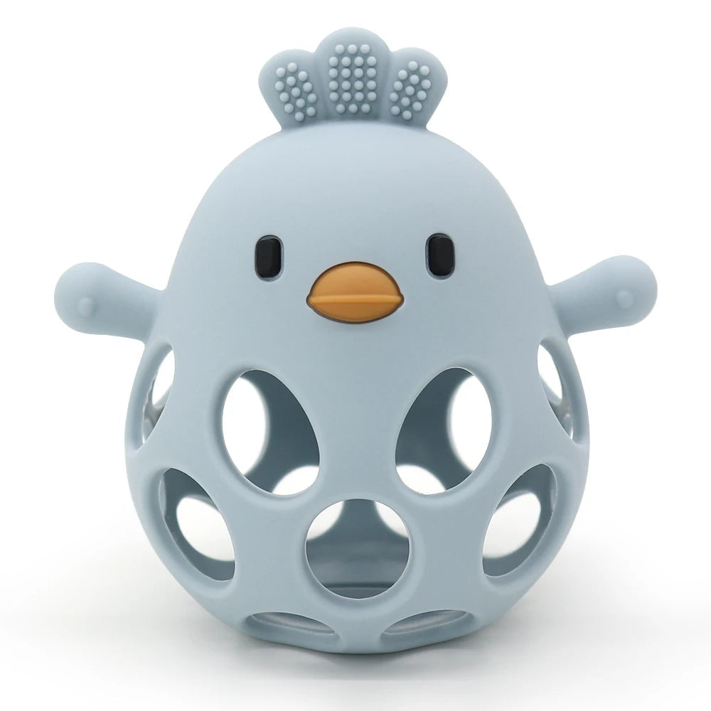 1PC Baby Silicone Teether Toys Cartoon Chick Shape Baby Toys Hollow Out Baby Care Equipment Chewing Training Baby Products Quick Pick Grocers