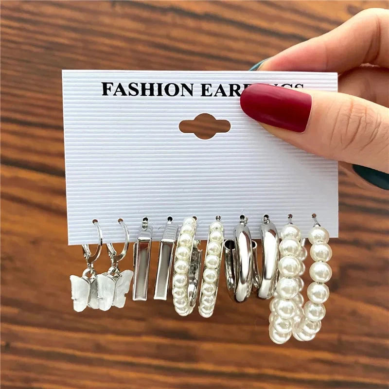 Modyle Gold Color Dangle Earrings Set Butterfly Acrylic Hollow Drop Earrings for Women Heart Hoop Earring Fashion Jewelry Gifts Econic Blanks