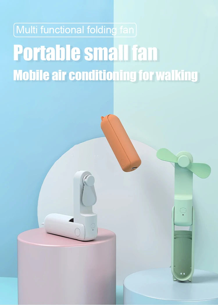 Foldable Small Fan Portable and high-power Hand Held Portable Mini Fan Rechargeable Hand USB Charge Fan Quick Pick Grocers