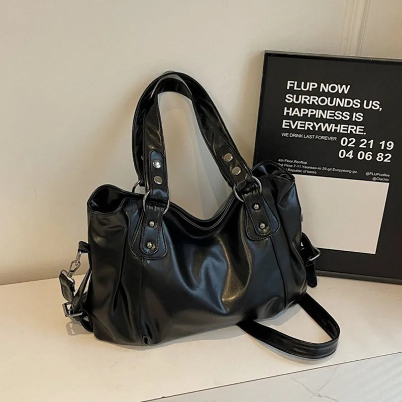 Fashion Classic Versatile Commuter Shoulder Bag Large Capacity Retro Handbags Travel Tote Bags Zipper Opening Women Shopping Bag Quick Pick Grocers