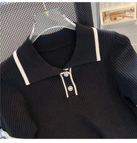 Ice silk knitted short sleeved T-shirt for women's summer 2024 new fashionable and stylish polo shirt top Quick Pick Grocers