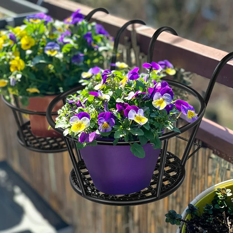 One pack of 1/2/3 iron art hanging flower pots with hanging hooks, metal plant planting hanging basket, detachable, for balcony Quick Pick Grocers