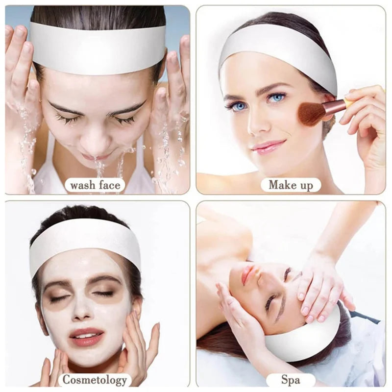 100/50/10pcs Disposable Spa Headbands Elastic Non-Woven Fabric Hair Bands for Women Makeup Soft Skin Care Esthetician Supplies Quick Pick Grocers