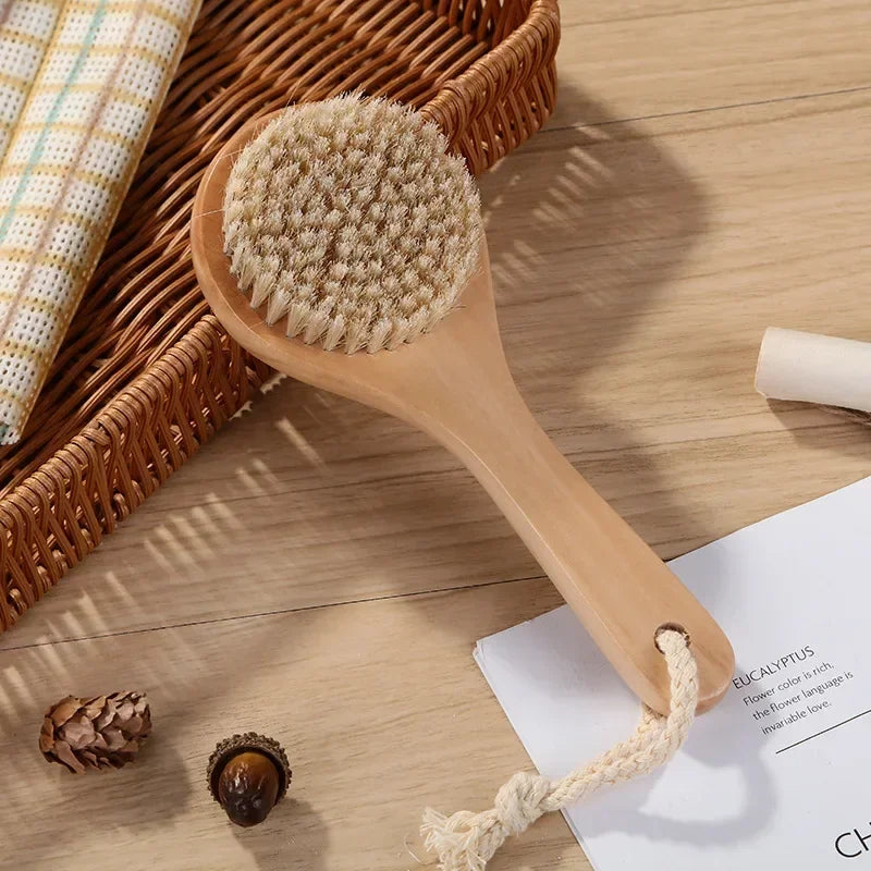 2 In 1 Dry Skin Body Massage Brush Natural Bristle Dead Skin Remover Anti Cellulite Exfoliates Blood Circulation Massage Tools Quick Pick Grocers