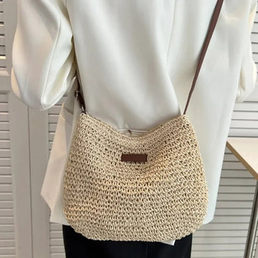 Ladies Fashion Summer Straw Crossbody Bag Women Beach Holiday Shopping Woven Shoulder Handbag Messenger Purses For Women Bags Quick Pick Grocers