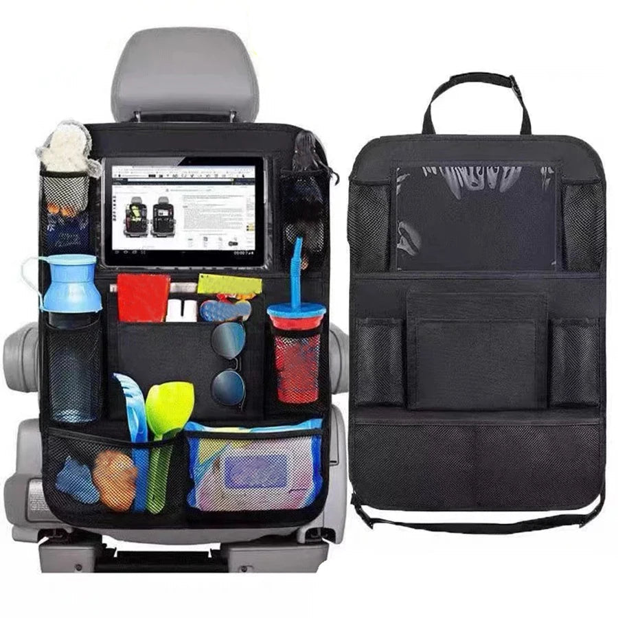 1pc Simple Black large size Multi Grid Seat Back Hanging Car Storage Bag, Multifunction Car Storage Bag For Car, Halloween, Than Econic Blanks
