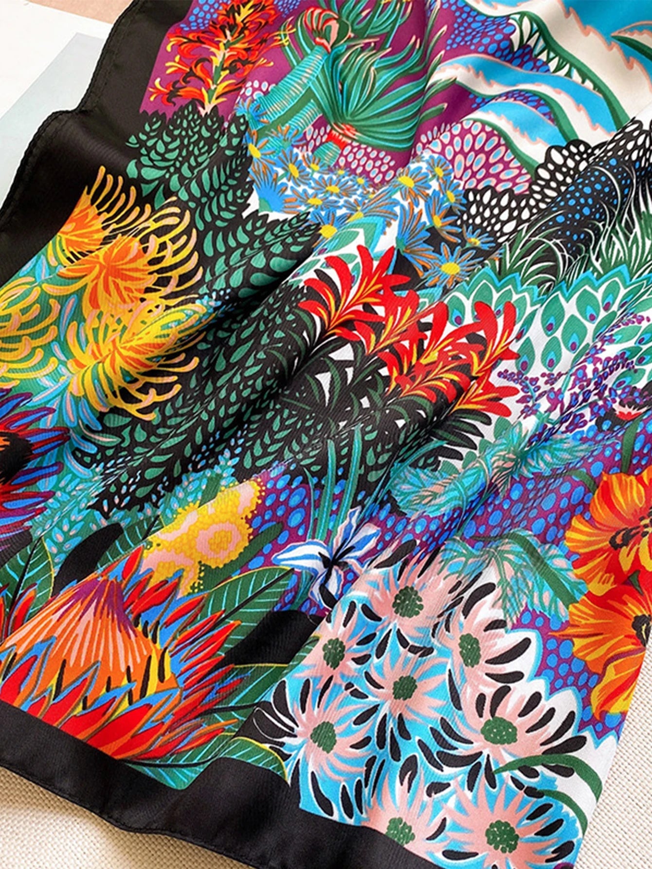 Luxury Brand Square Silk Scarf Women Satin Print Hijab Scarves Muslim Pareo Bandana Female Shawl Wrap Headband Foulard 90*90cm Quick Pick Grocers