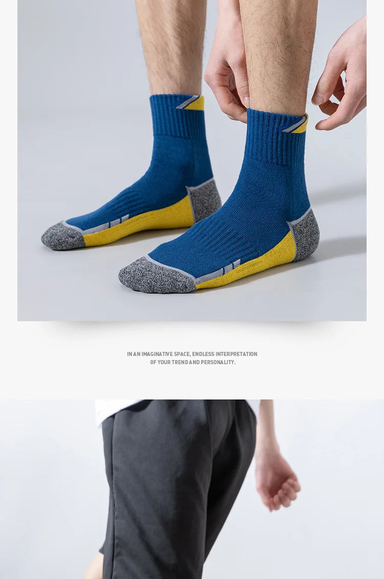 Professional Tennis Cotton Socks Towel Bottom Sports Color Matching Elite Men's Tube Business Running Basketball Socks Thickened Quick Pick Grocers