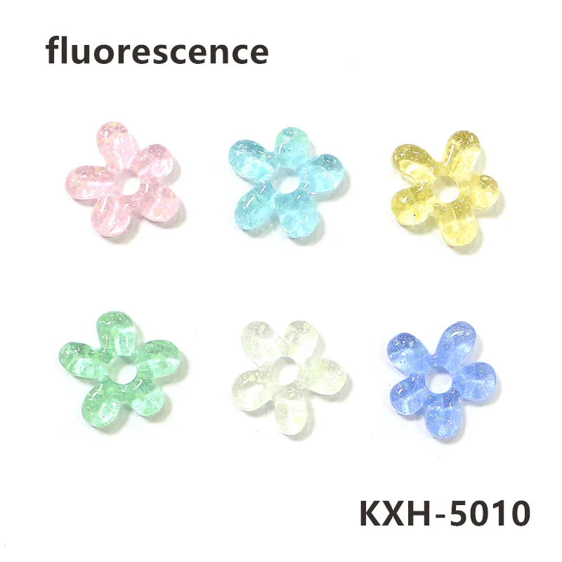 6pcs Irregular Shape Cute Mini Glass Flower Ornament Christmas Wedding Party Decor Supplies DIY Girl Jewelry Pendant Accessories Quick Pick Grocers