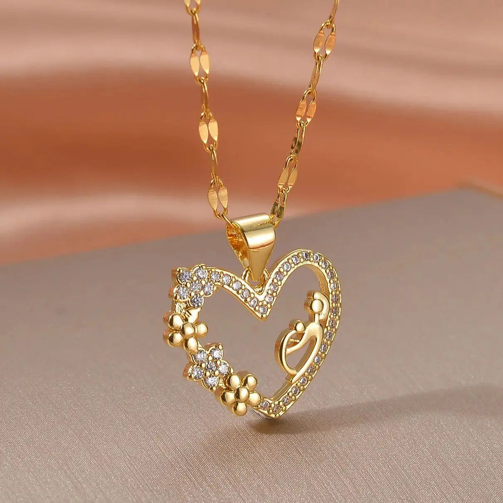 Girls Boy Children Stainless Steel Family Necklaces Mama Pendants Necklace Birthday Gifts For Women Jewelry Mother's Day Jewelry Quick Pick Grocers