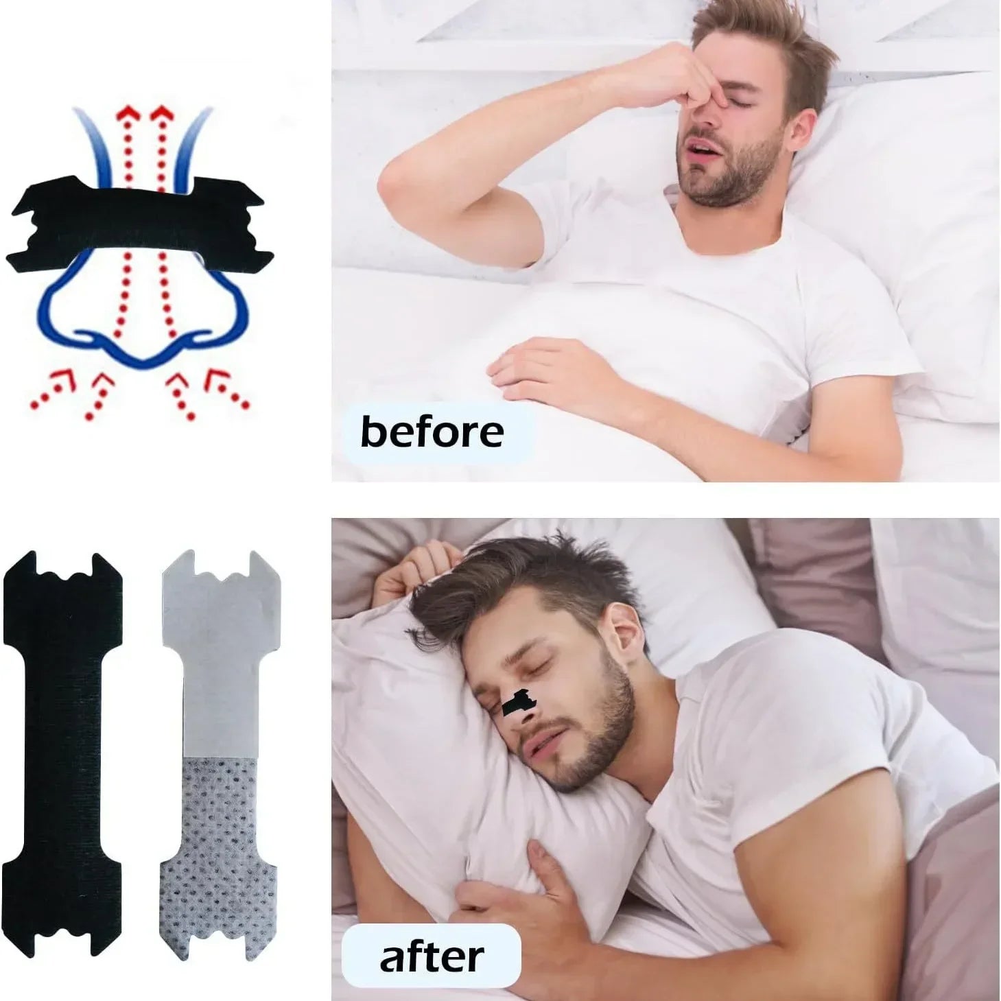30/90/150PCS Enhanced Adhesion Sports Nasal Strips Breathable Comfortable Design Sleep Aid Non-Invasive Anti Snoring Nose Patch Quick Pick Grocers