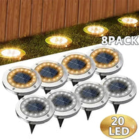 1/4/8Pcs Solar Lights Outdoor 8/20LEDs Disk Underground Lamp Spotlight Buried Solar Light for Home Garden Lawn Yard Decoration Quick Pick Grocers