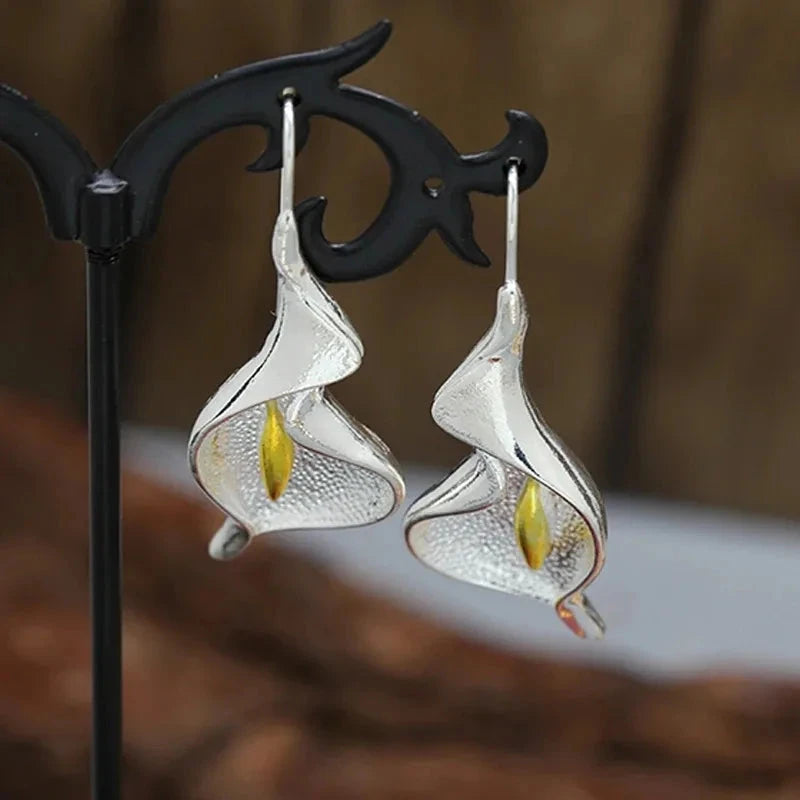 Exquisite Blooming Flower Hook Earrings Simple Accessories Gold Silver Color Plant Dangle Earrings for Women Jewelry Econic Blanks