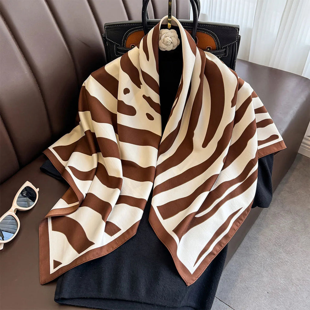 90*90Cm Square Scarf Twill Silk Feeling Women Head Shawls and Wraps Luxury Hair Tree Print Neck Scarves Hijab Bandana Pashmina Quick Pick Grocers