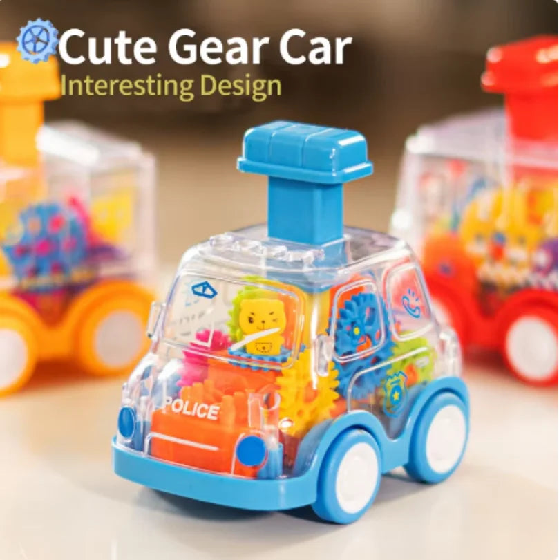 Baby Toy Cartoon Press Gear Car Toy Lnertia Pull-back Transparent Car Inertia Rebound Car Birthday Gifts for Kids Boys and Girls Quick Pick Grocers