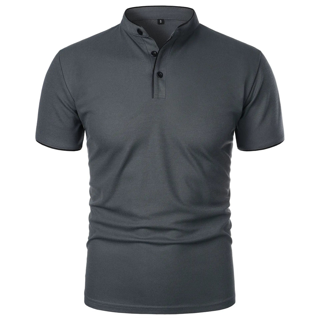 Summer Men's Short Sleeve Collar Tshirts New Solid Color Casual Polo Shirt Trendy Breathable Loose Basic Splice Top Quick Pick Grocers