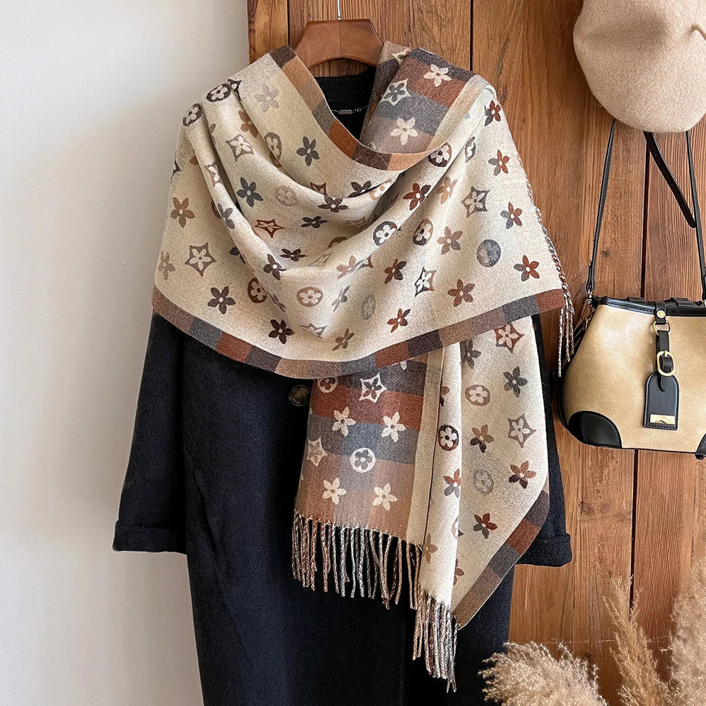 New Brand National Style Cashmere Scarf Winter Women Pashmina Shawls Warm Blanket Wraps Female Foulard Bandana Thick Scarves Quick Pick Grocers