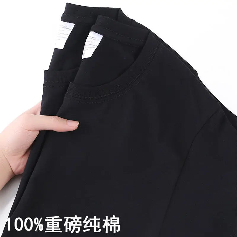 100% Cotton T-shirt Men Women Solid Color O Neck Short-sleeved Tops Summer Korean Loose Half-sleeve T Shirt Unisex M-4XL Quick Pick Grocers
