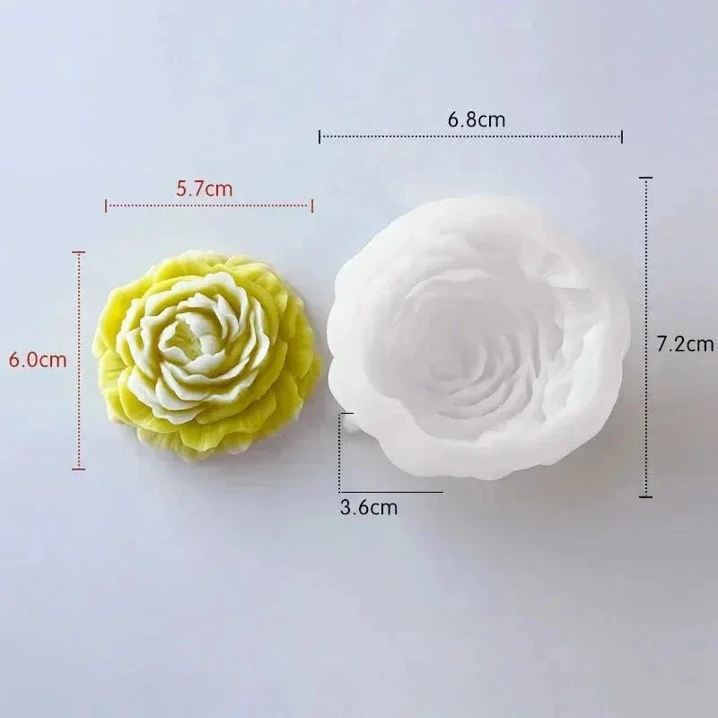 3D Peony Candle Silicone Mold DIY Relief Flower Soap Resin Plaster Mould Home Decor Chocolate Cake Ice Baking Making Tool Gifts Econic Blanks