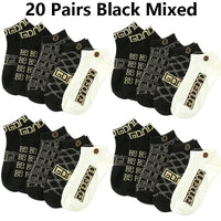 5/10/20 Pairs Winter Socks Men Short Breathable Luxury Socks Designer Brand Low-Cut Fashion Trendy Ankle Socks Geometric Pattern Quick Pick Grocers