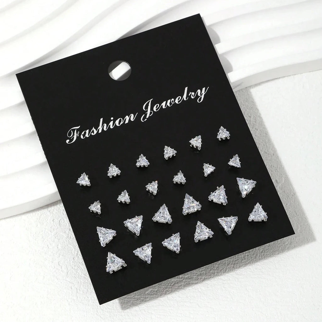 12 Pairs Of Luxurious, Simple, Shiny, And Caring Zirconia Decorative Earrings Are Suitable For Gifts To Parties,And Couples Quick Pick Grocers