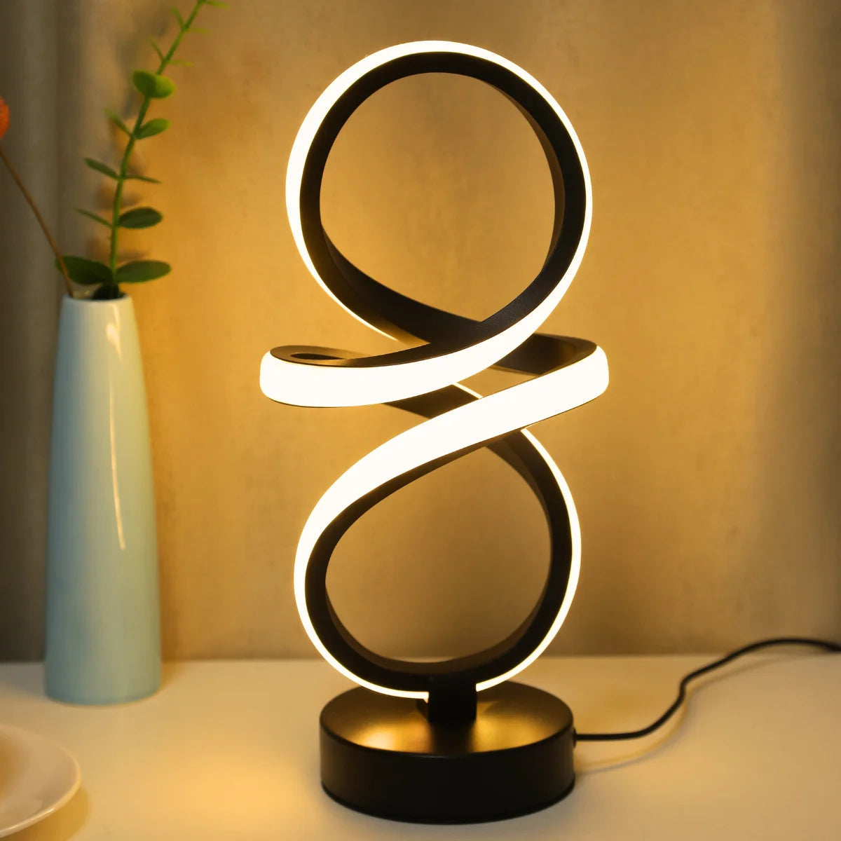 Creative spiral LED table lamp, adjustable in 3 colors, USB power supply, suitable for home bedrooms, offices, and study rooms Quick Pick Grocers