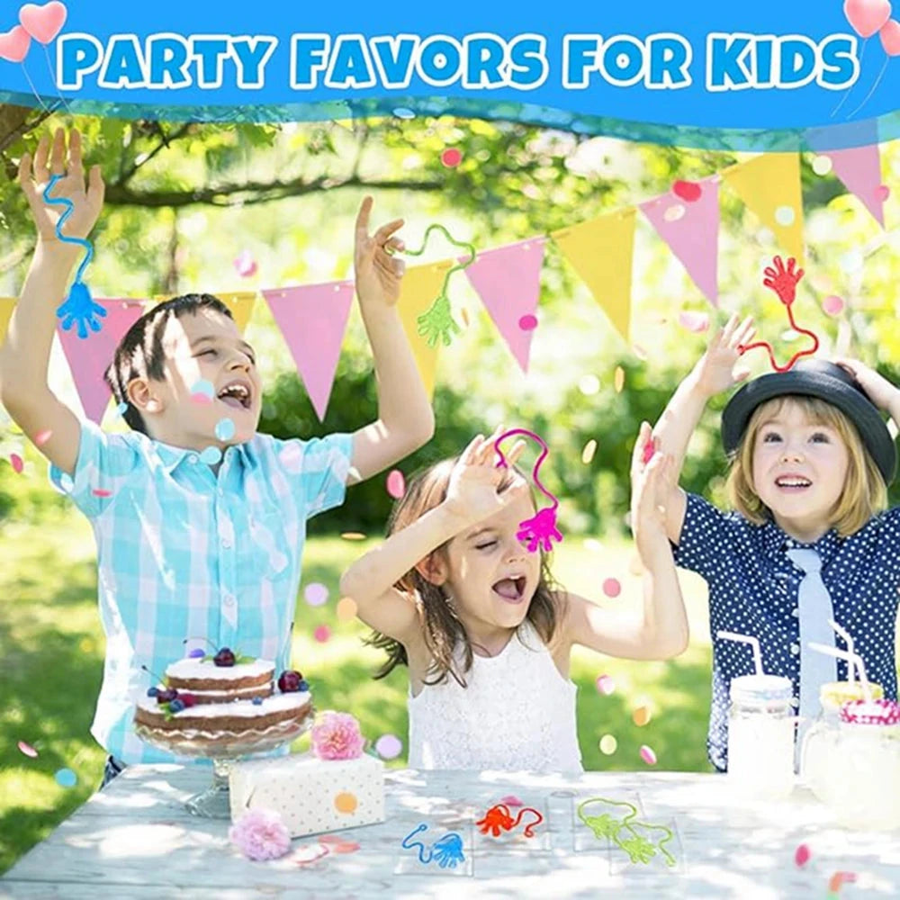 12PCS for Kids Adult Glitter Sticky Hands Mini Stretchy Stress Relief Sensory Toys Party Favors Supplies Goodie Bag Stuffers Econic Blanks